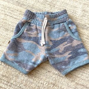 Childhoods faded camo French Terry retro short.